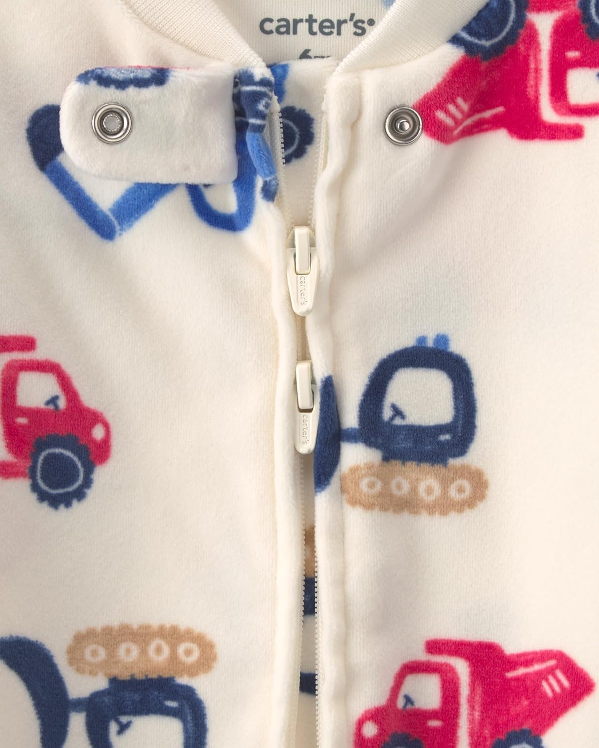image:imageCarters Baby Boys Fleece Sleep and PlayIvory Cream Construction Print