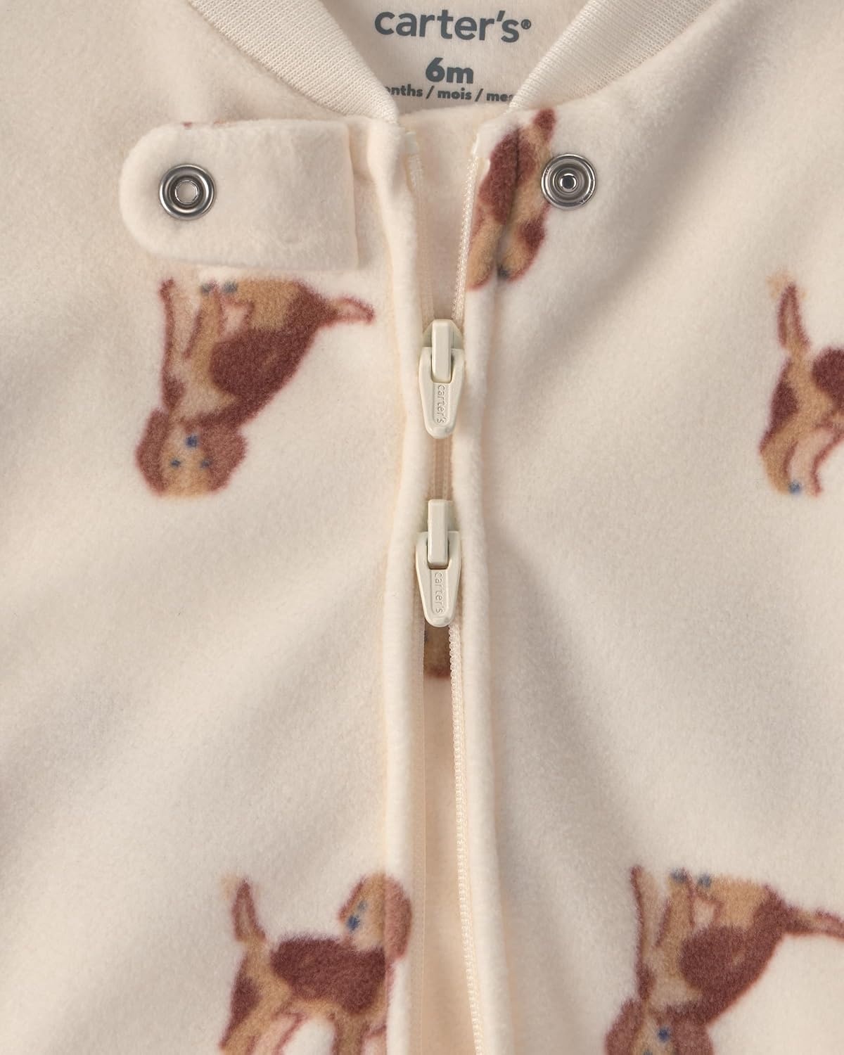 image:imageCarters Baby Boys Fleece Sleep and PlayKhaki Cream Beagle Foot Art