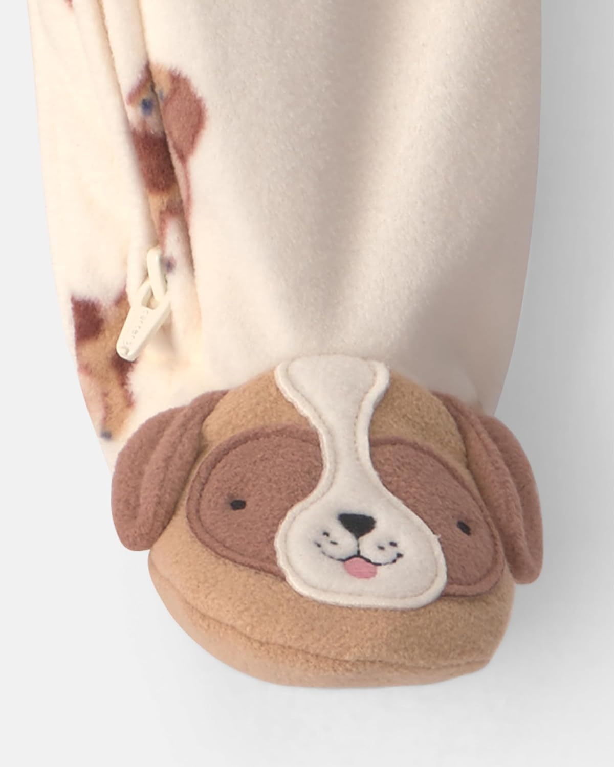 image:imageCarters Baby Boys Fleece Sleep and PlayKhaki Cream Beagle Foot Art