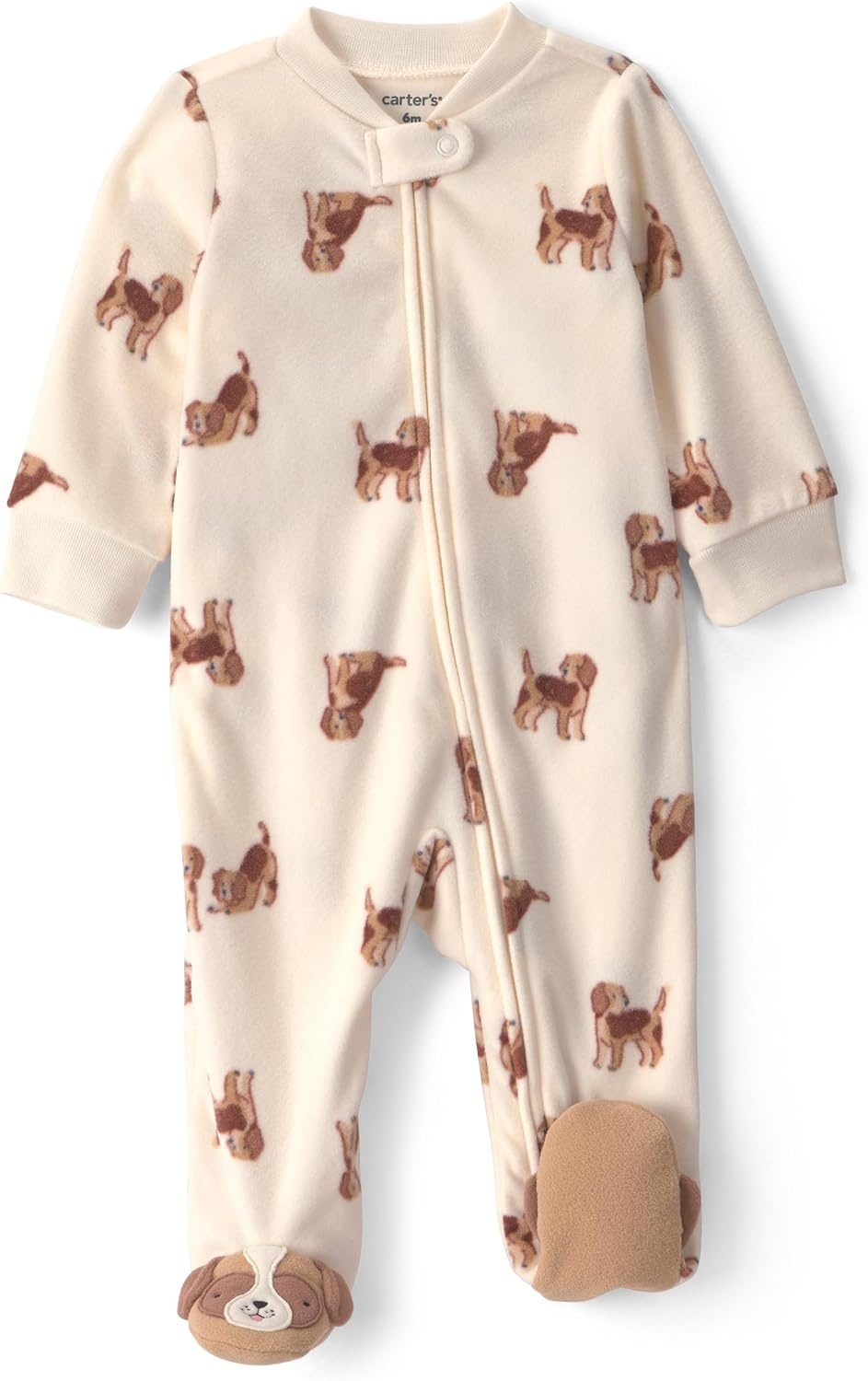image:imageCarters Baby Boys Fleece Sleep and PlayKhaki Cream Beagle Foot Art