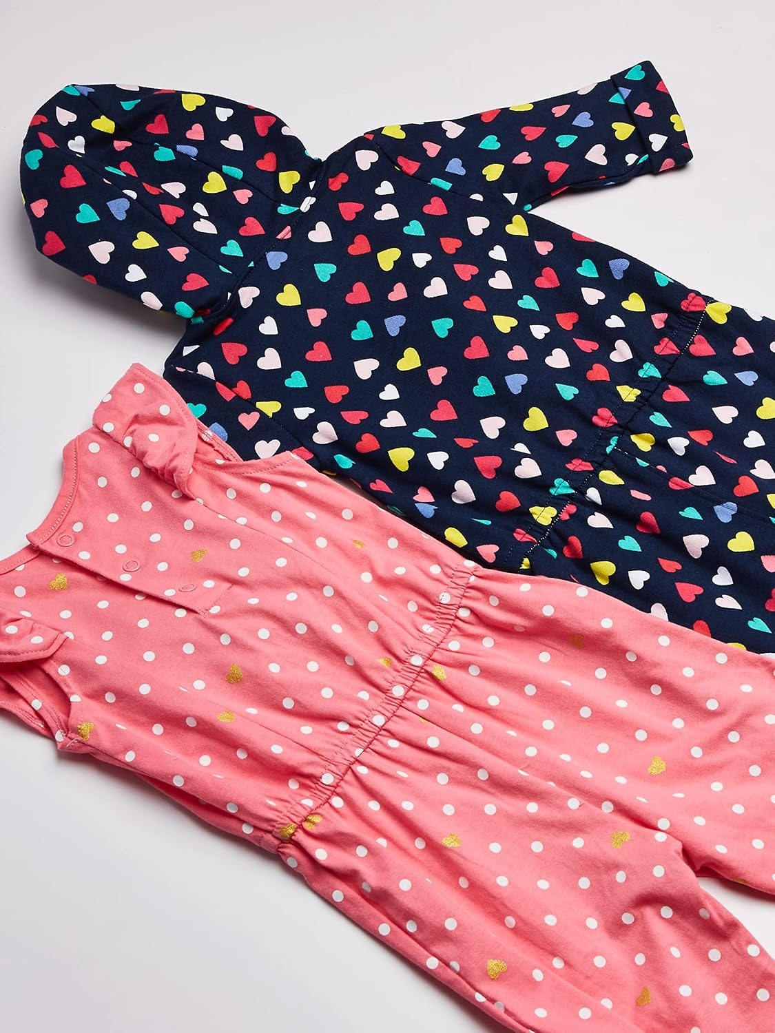 image:imageCarters Baby Girls 2pack Onepiece RomperNavy HeartPink Dot