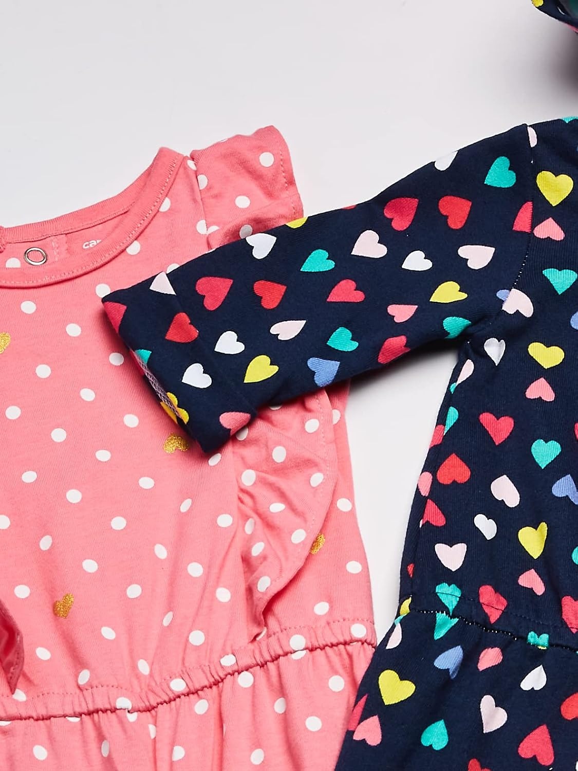 image:imageCarters Baby Girls 2pack Onepiece RomperNavy HeartPink Dot
