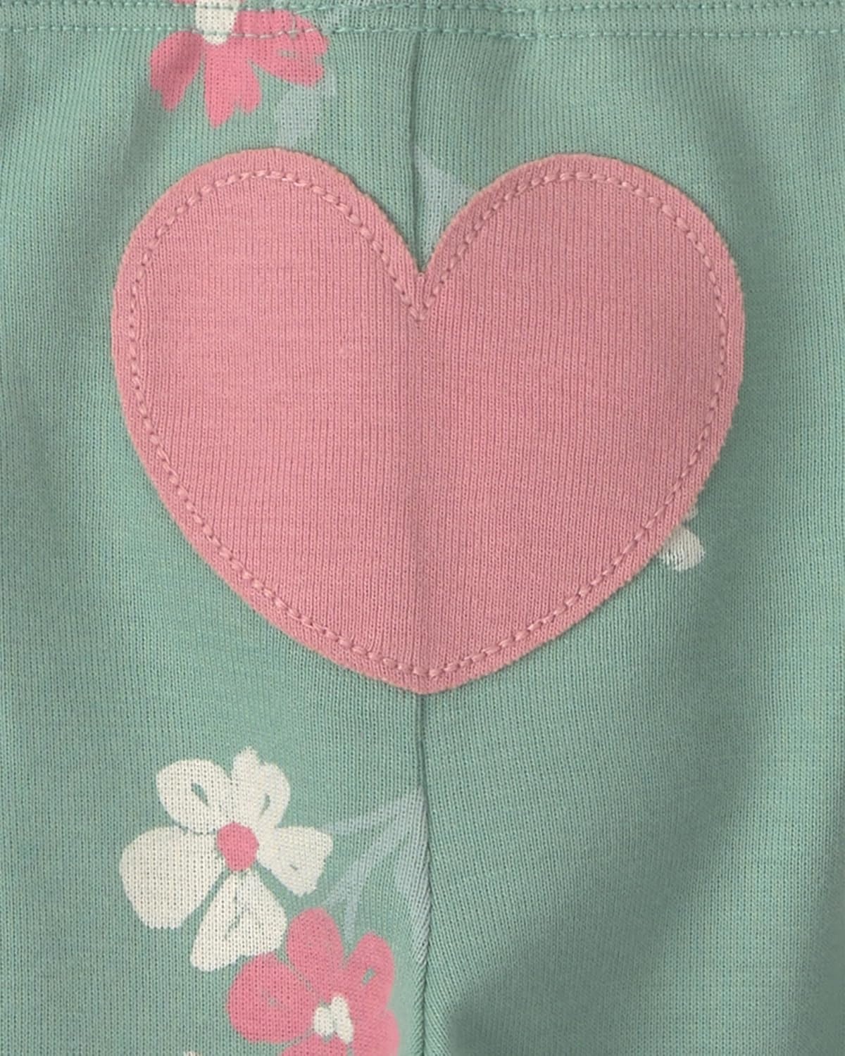 image:imageCarters Baby Girls 3piece Bodysuit Pant SetsGreen Cream Heart