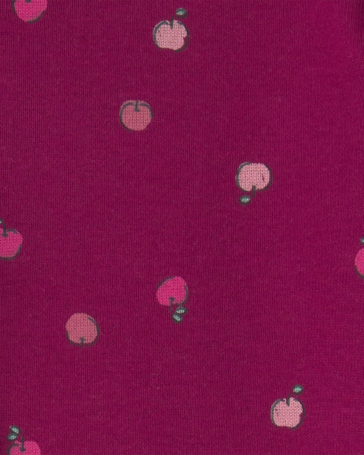 image:imageCarters Baby Girls 3piece Bodysuit Pant SetsPurple Pink Apple