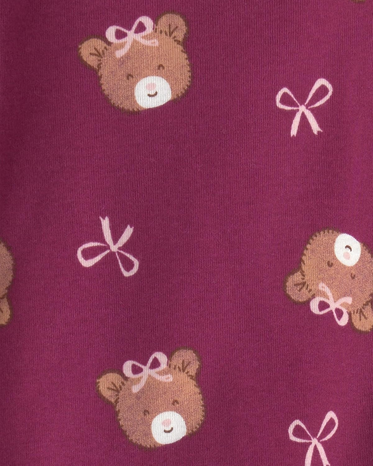 image:imageCarters Baby Girls 4pack Long Sleeve BodysuitsBow Teddy Bear