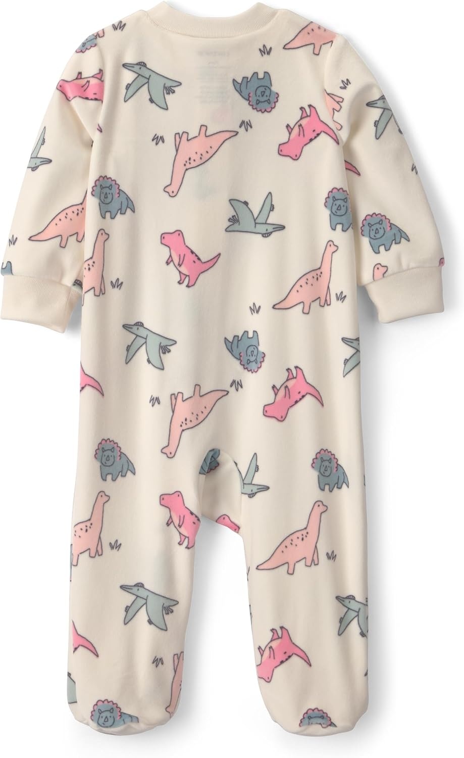 image:imageCarters Baby Girls Fleece Sleep and PlayIvory Cream Dino Print