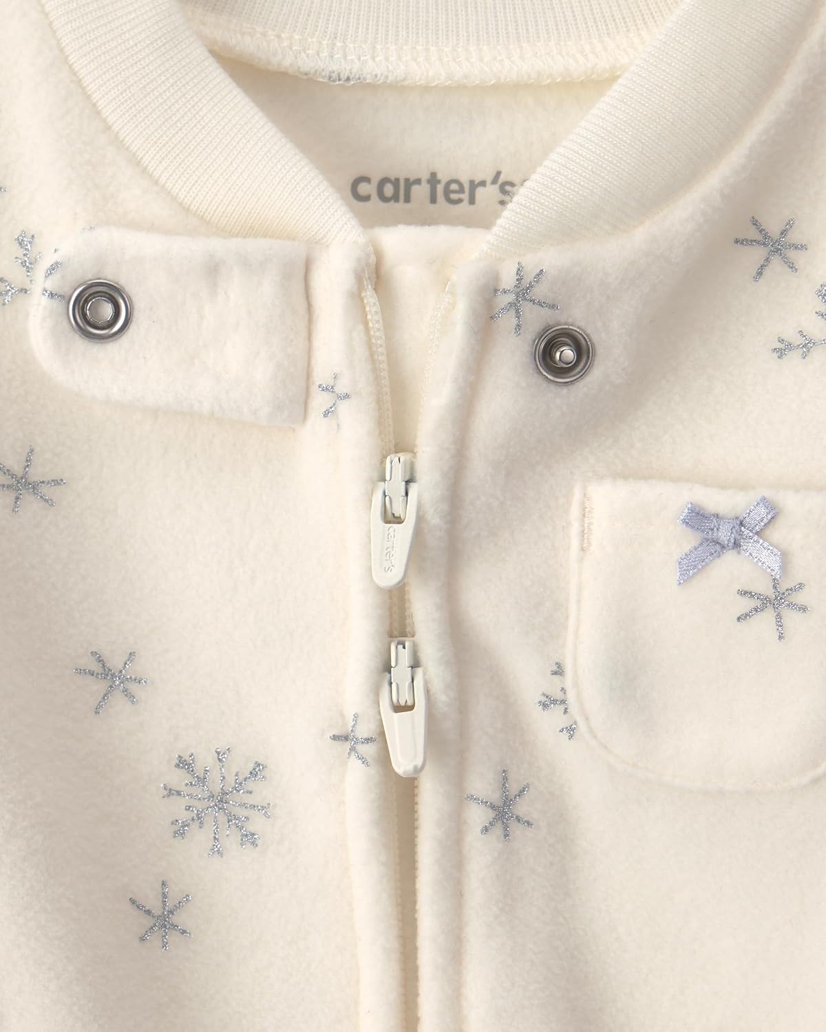 image:imageCarters Baby Girls Fleece Sleep and PlayIvory Cream Glitter