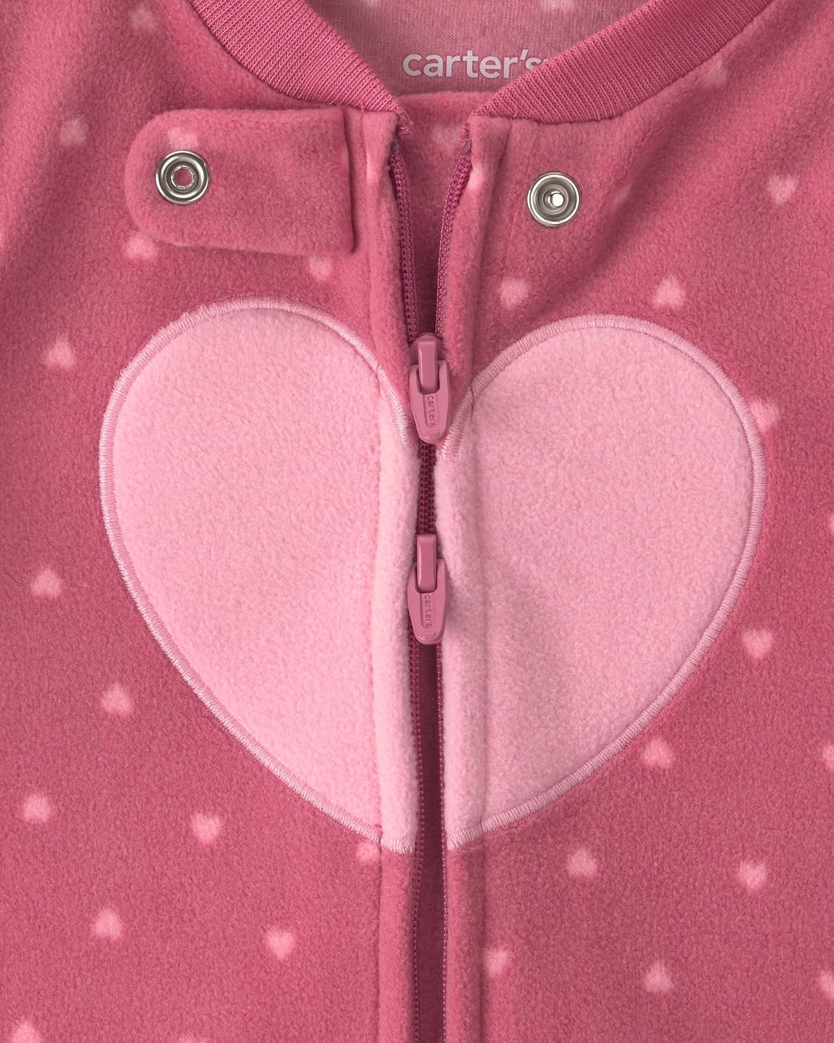 image:imageCarters Baby Girls Fleece Sleep and PlayMaroon Pink Heart