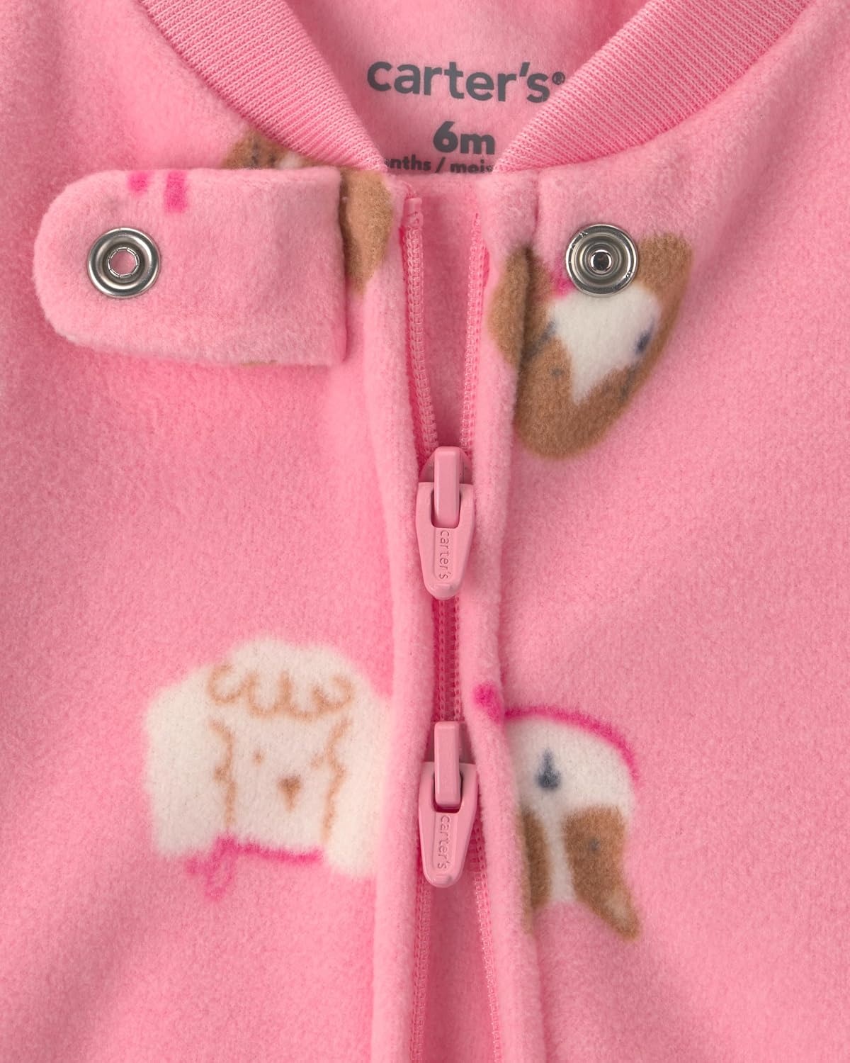 image:imageCarters Baby Girls Fleece Sleep and PlayPink Dog Foot Art