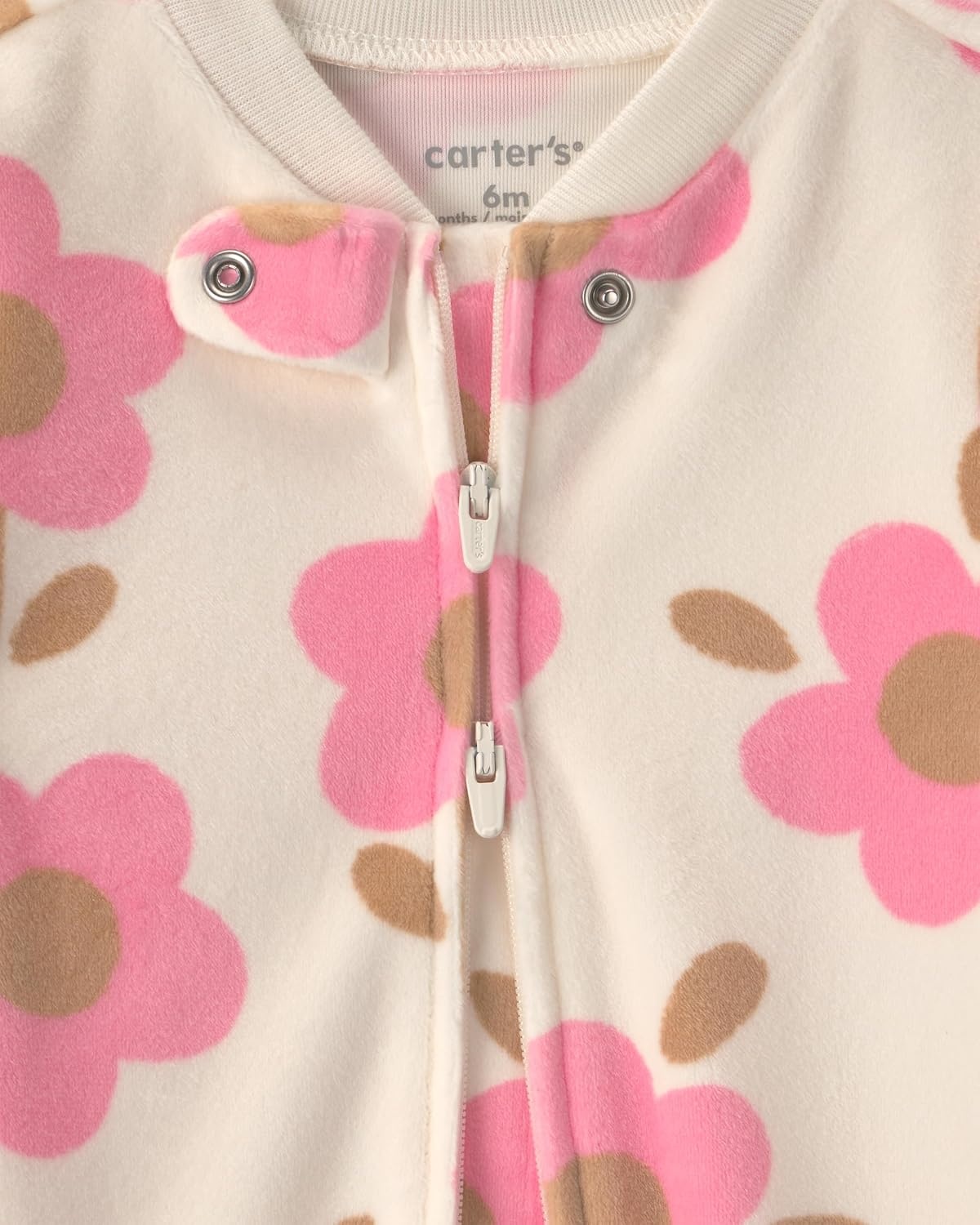 image:imageCarters Baby Girls Fleece Sleep and PlayWhite Pink Floral