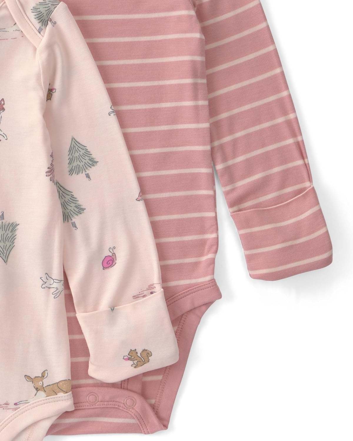 image:imageCarters Baby Girls Purelysoft 2pack Long Sleeve BodysuitPink Woodland Print