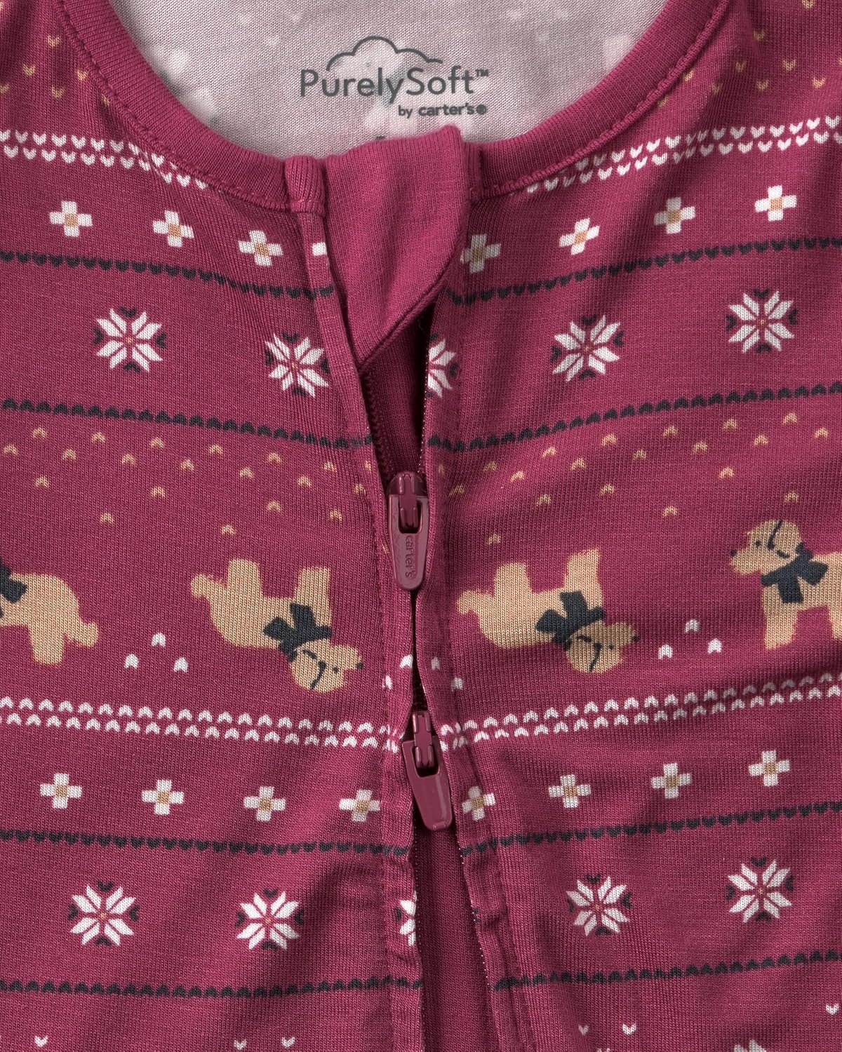 image:imageCarters Baby Purelysoft Sleep and Play PajamasBurgundy Fair Isle