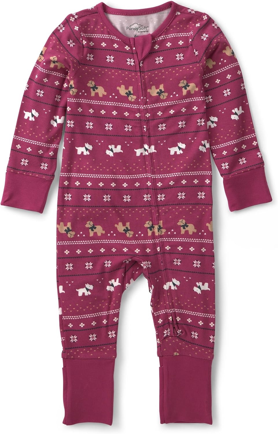 image:imageCarters Baby Purelysoft Sleep and Play PajamasBurgundy Fair Isle