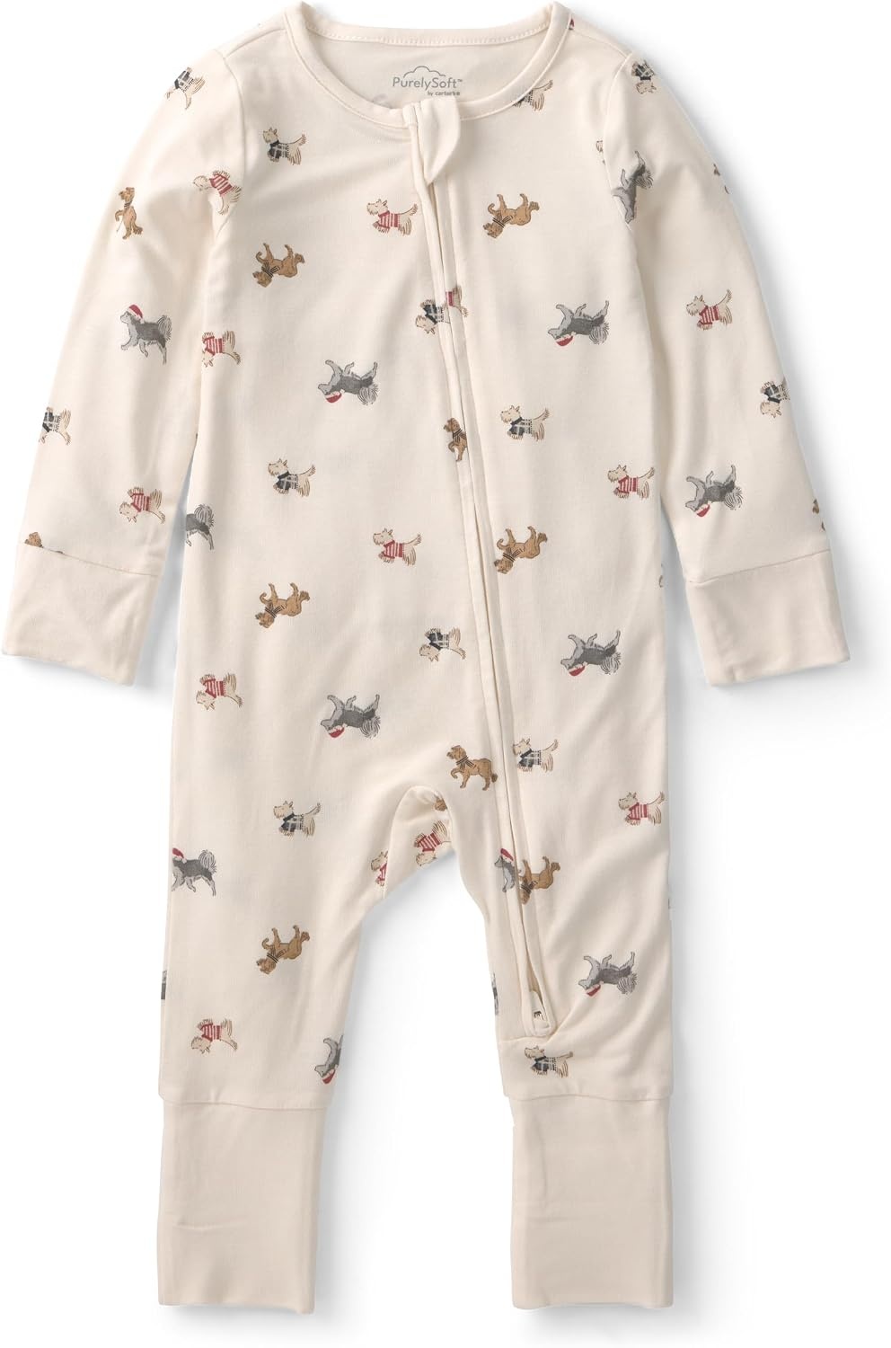 image:imageCarters Baby Purelysoft Sleep and Play PajamasCream Dog Print