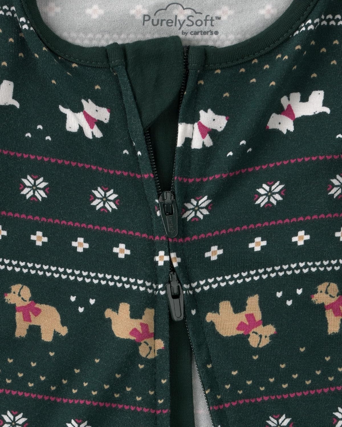 image:imageCarters Baby Purelysoft Sleep and Play PajamasGreen Fair Isle