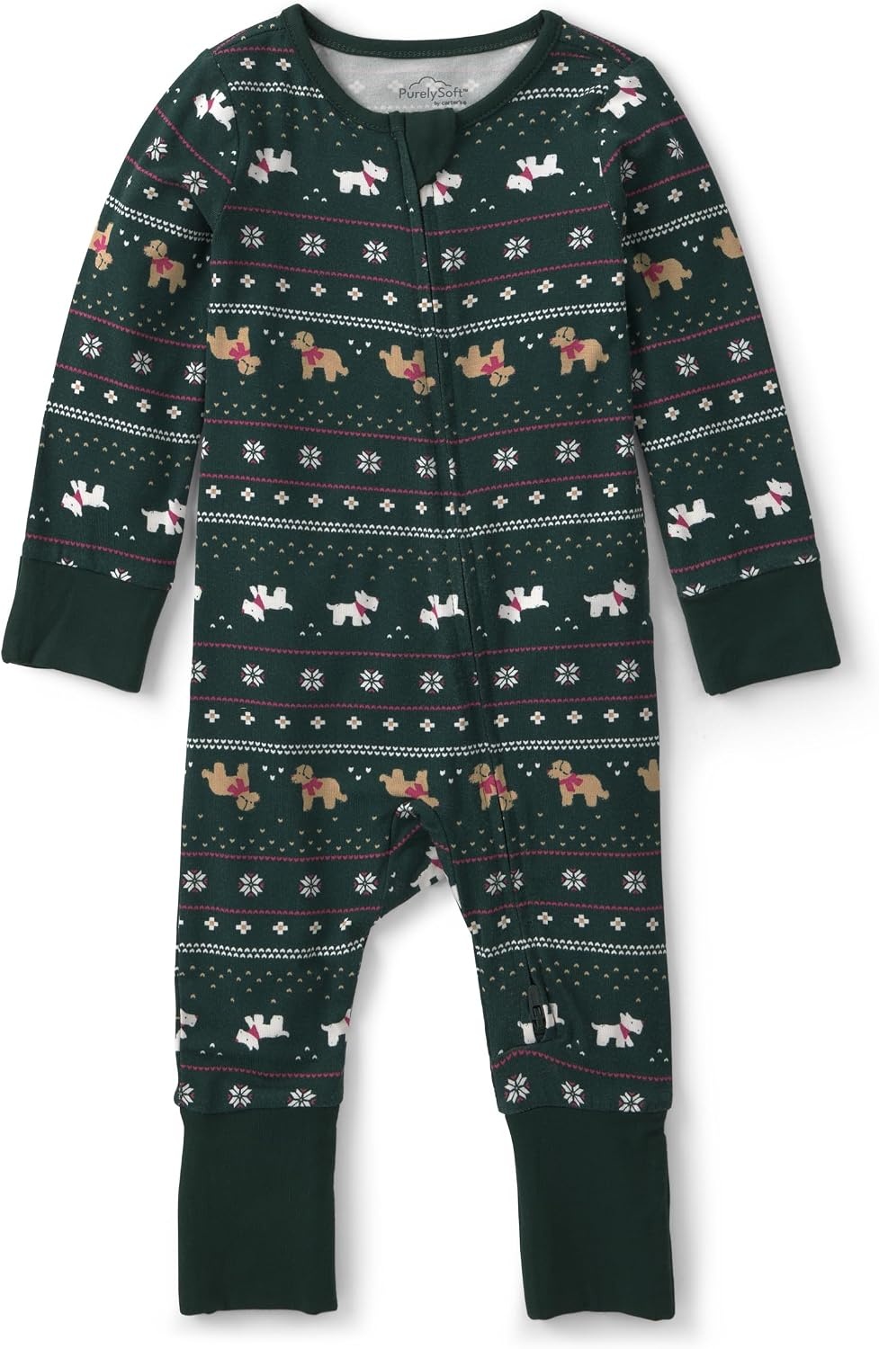 image:imageCarters Baby Purelysoft Sleep and Play PajamasGreen Fair Isle