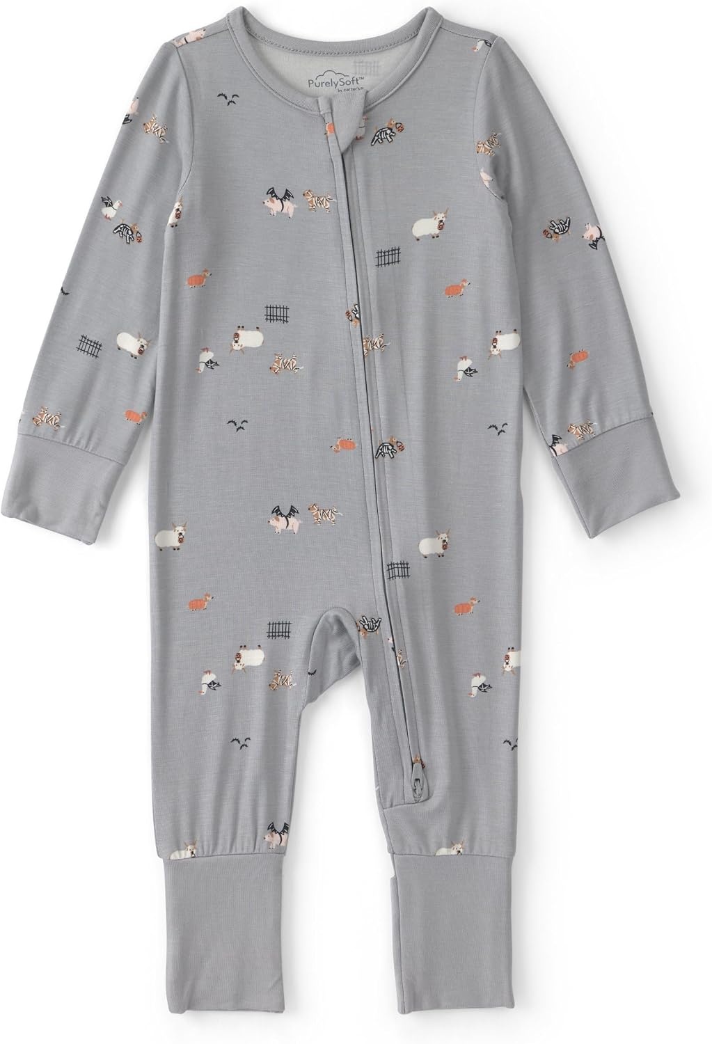 image:imageCarters Baby Purelysoft Sleep and Play PajamasGrey Halloween Print