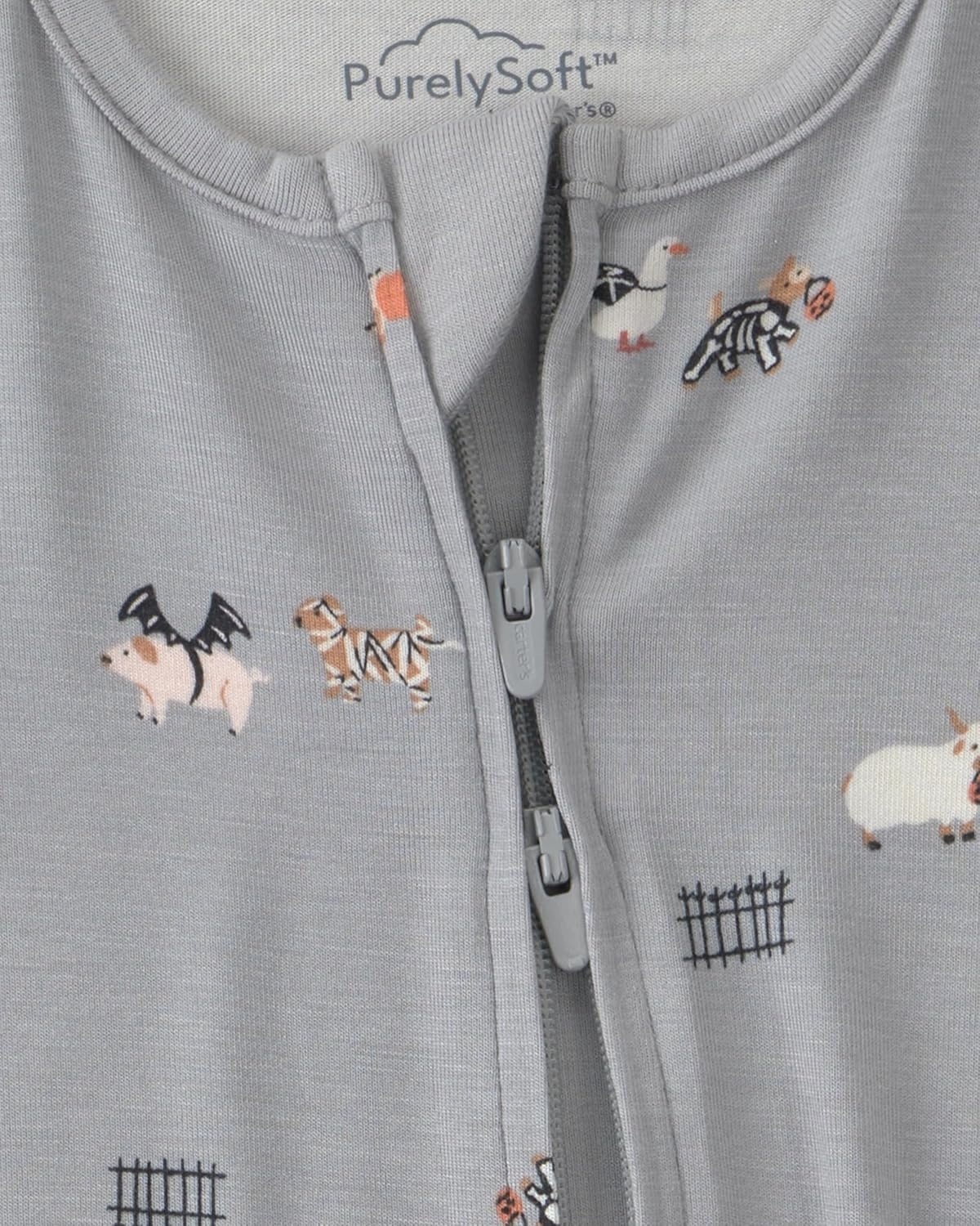 image:imageCarters Baby Purelysoft Sleep and Play PajamasGrey Halloween Print