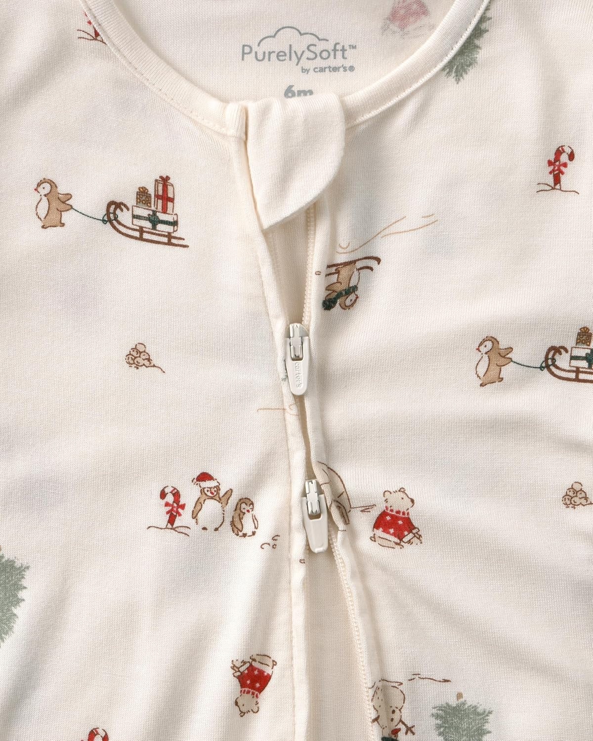 image:imageCarters Baby Purelysoft Sleep and Play PajamasIvory Cream North Pole