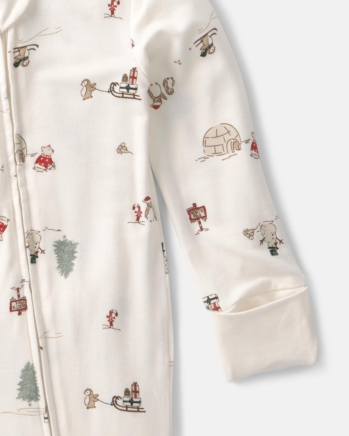 image:imageCarters Baby Purelysoft Sleep and Play PajamasIvory Cream North Pole