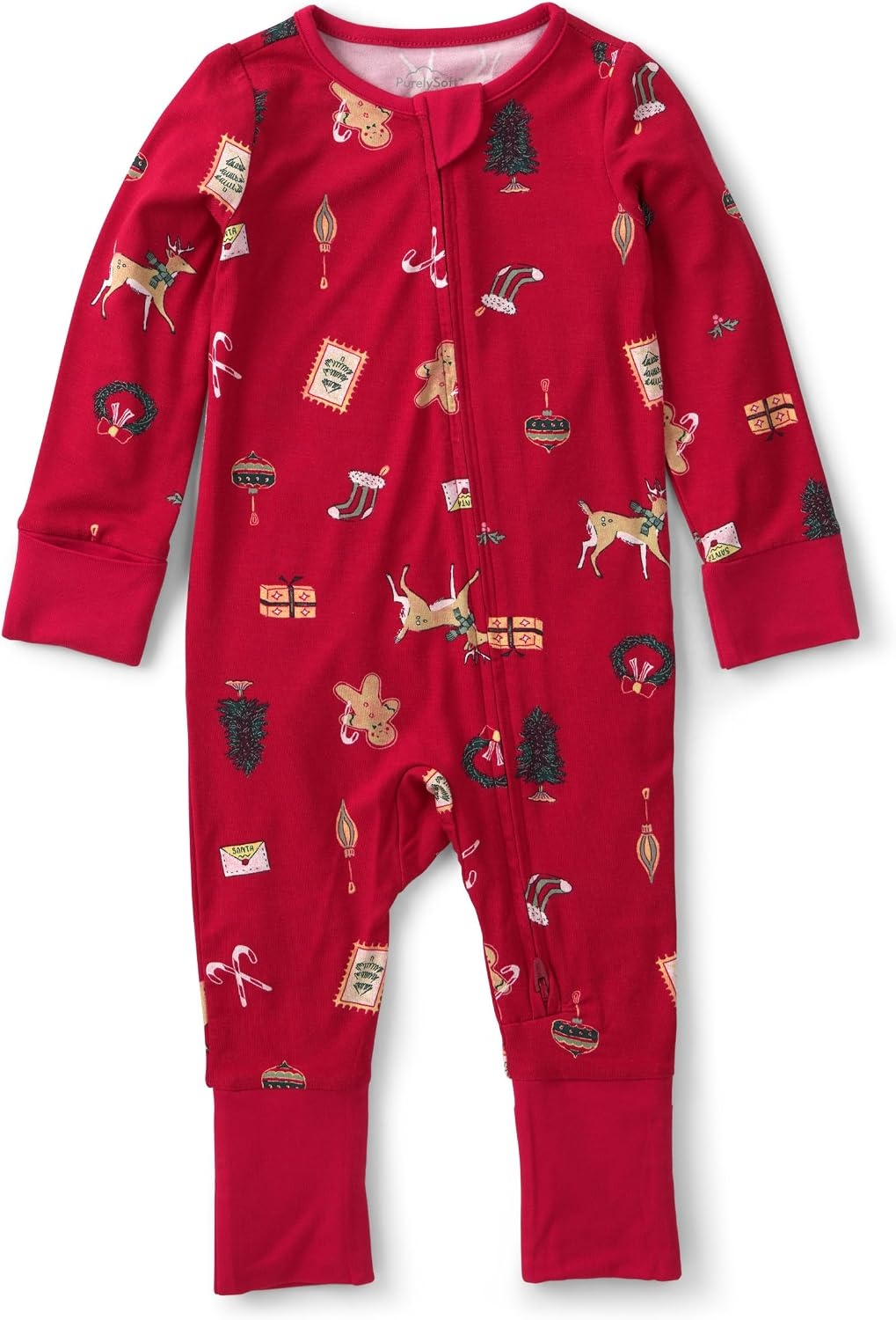image:imageCarters Baby Purelysoft Sleep and Play PajamasRed Christmas Print