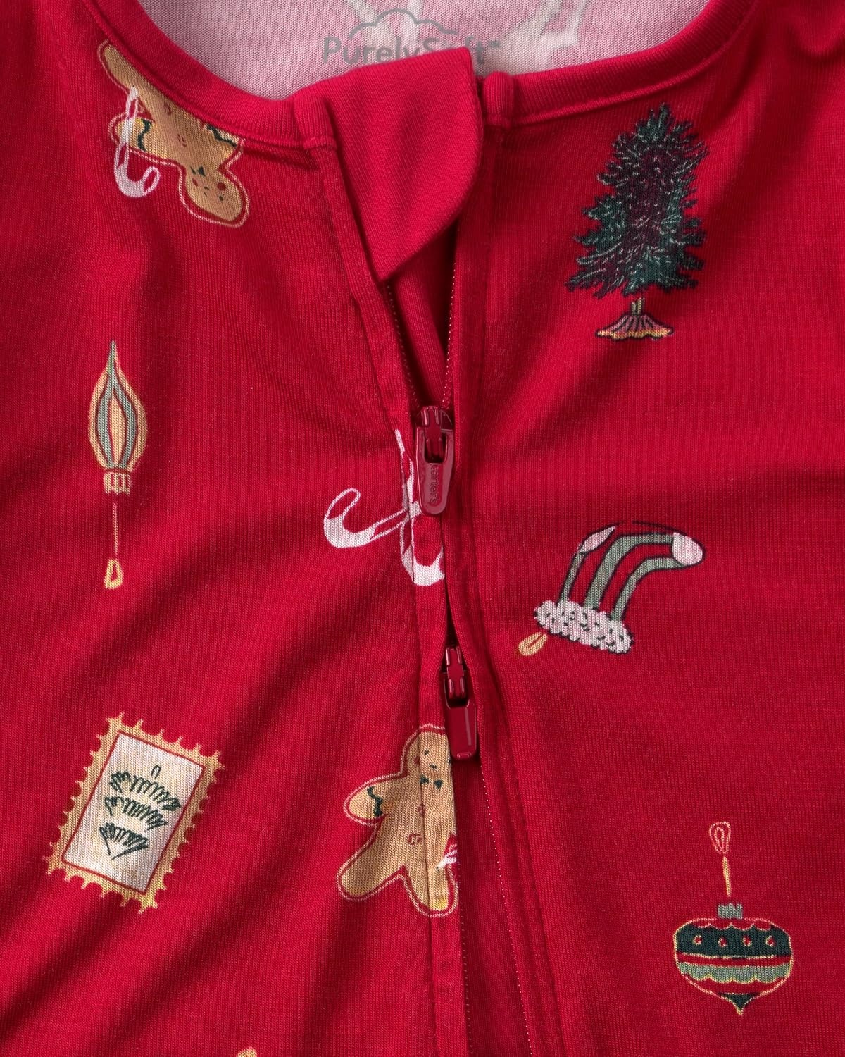 image:imageCarters Baby Purelysoft Sleep and Play PajamasRed Christmas Print