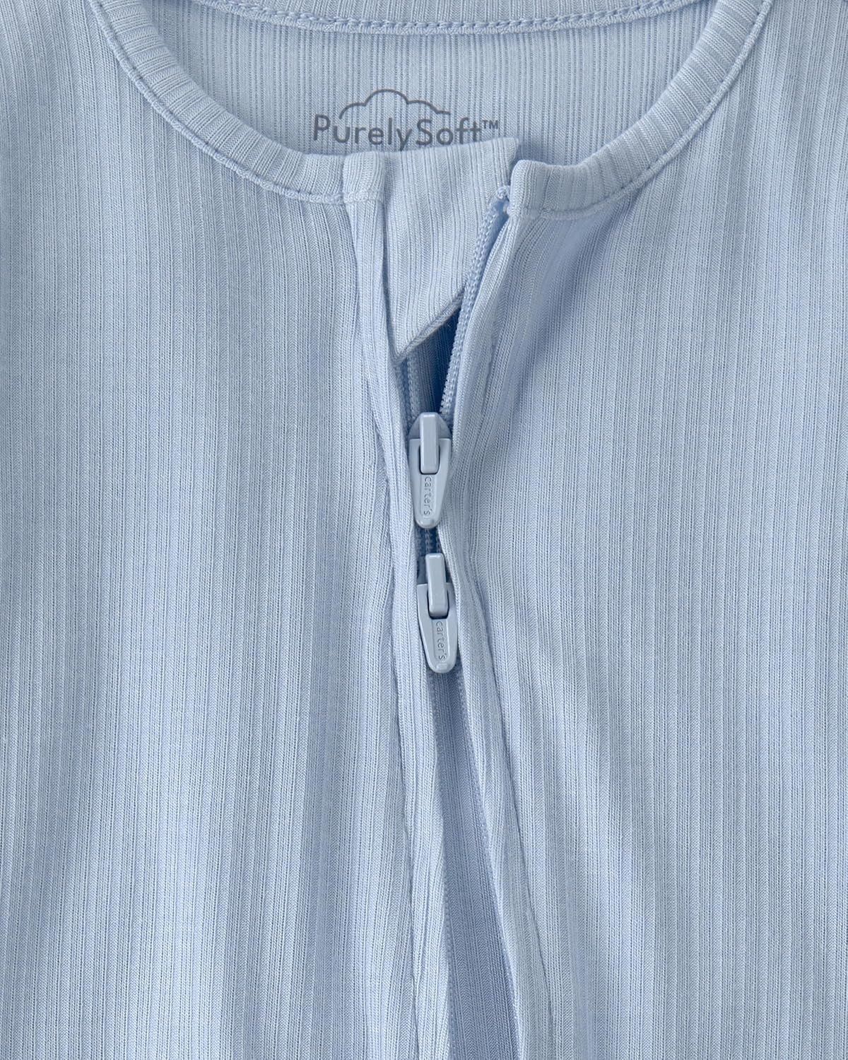 image:imageCarters Baby Purelysoft Sleep and Play PajamasSolid Light Blue