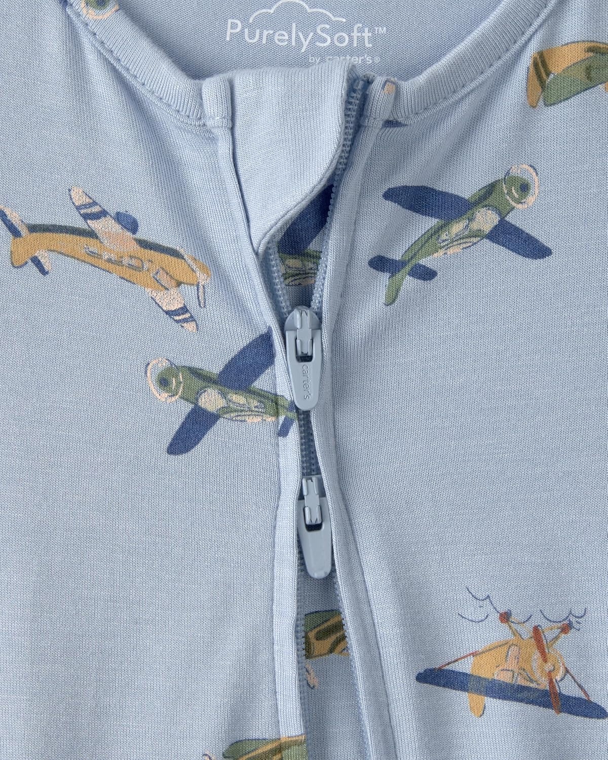 image:imageCarters Baby Purelysoft Sleep and Play PajamasVintage Plane