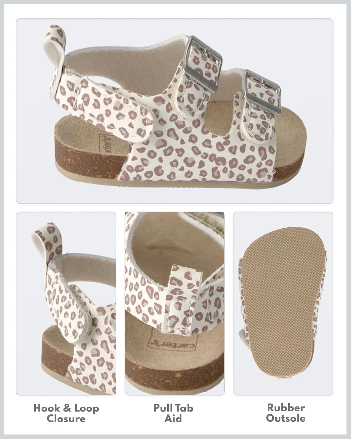 image:imageCarters Baby Sandals for Boys Girls and Unisex Casual SandalsCheetah