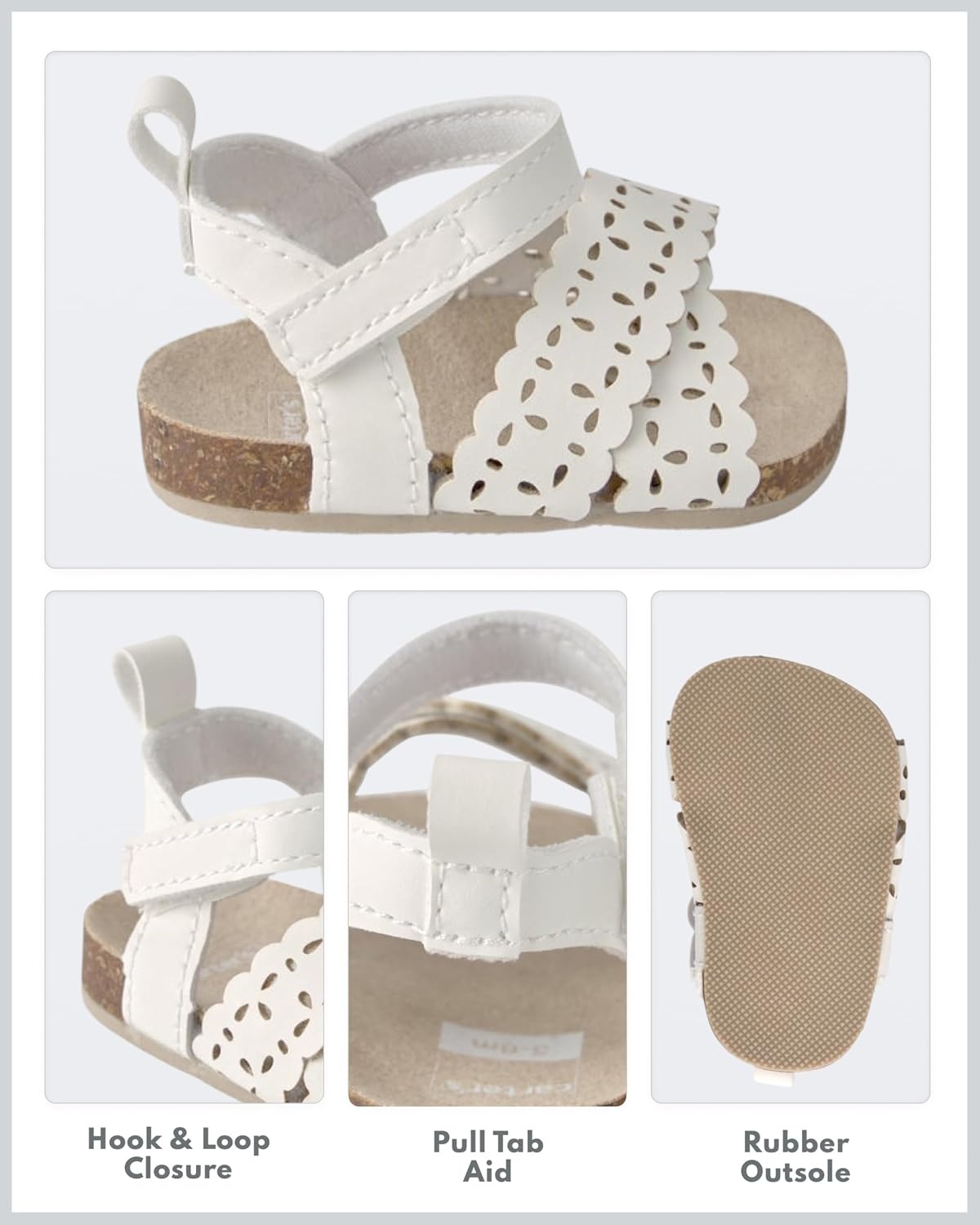 image:imageCarters Baby Sandals for Boys Girls and Unisex Casual SandalsIvory