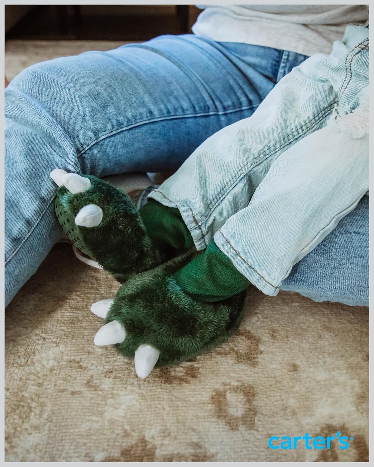 image:imageCarters Baby amp Toddler Claw Slipper Cozy AntiSlip Bootie for BabiesEvergreen