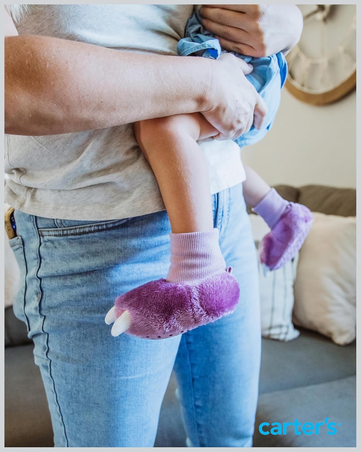 image:imageCarters Baby amp Toddler Claw Slipper Cozy AntiSlip Bootie for BabiesLilac
