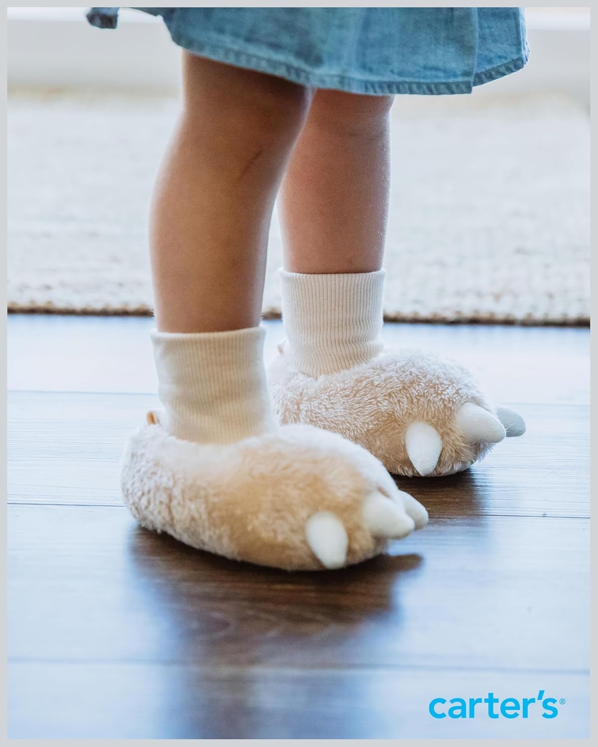 image:imageCarters Baby amp Toddler Claw Slipper Cozy AntiSlip Bootie for BabiesSand