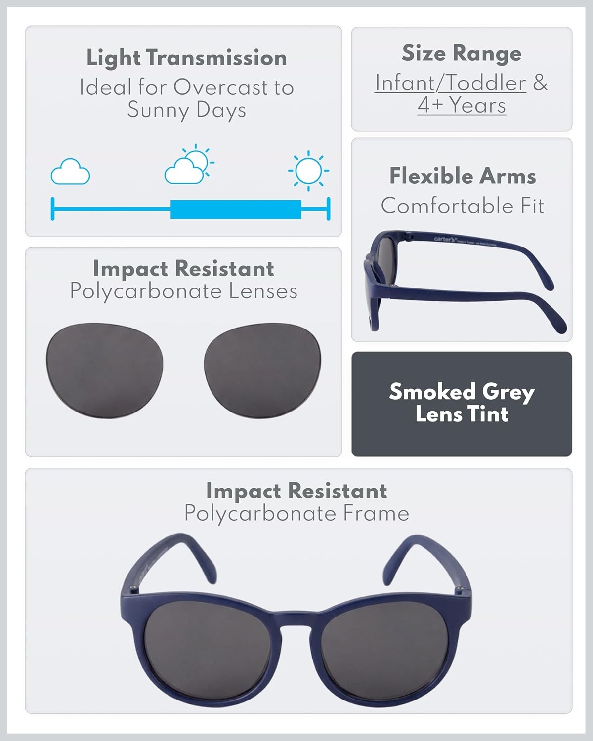 image:imageCarters Sunglasses for Infants Toddlers amp Kids with UV ProtectionNavy Round