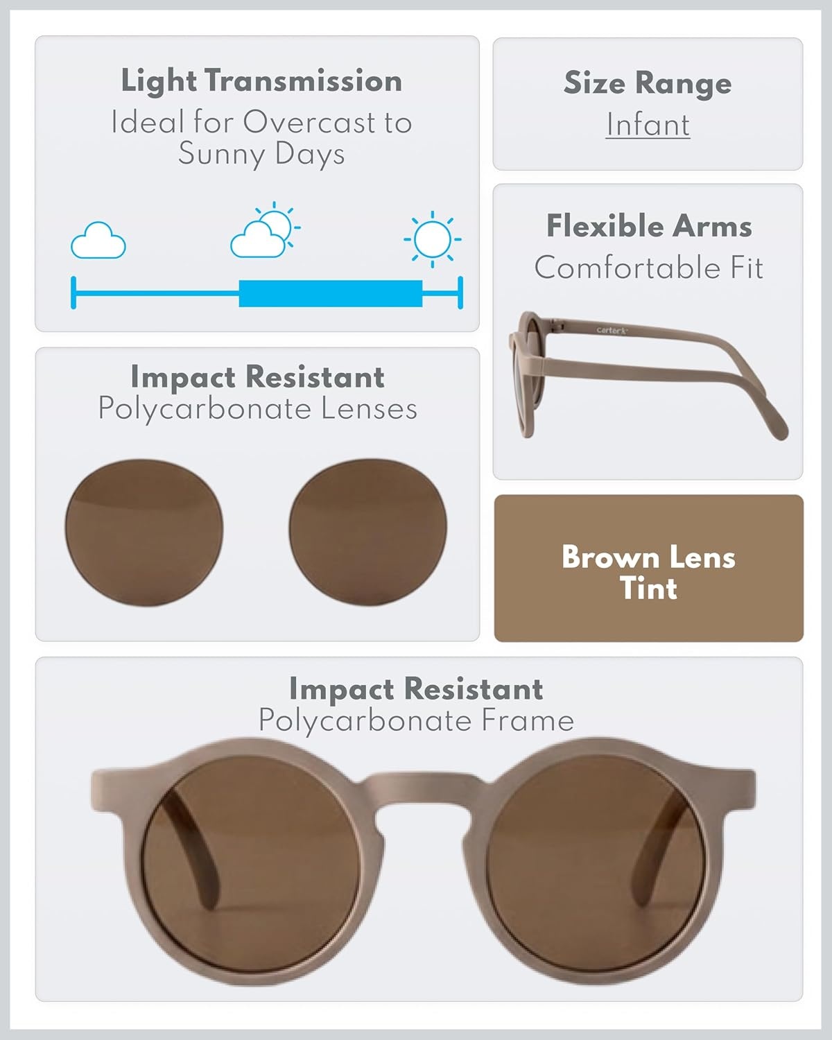 image:imageCarters Sunglasses for Infants Toddlers amp Kids with UV ProtectionRye Round
