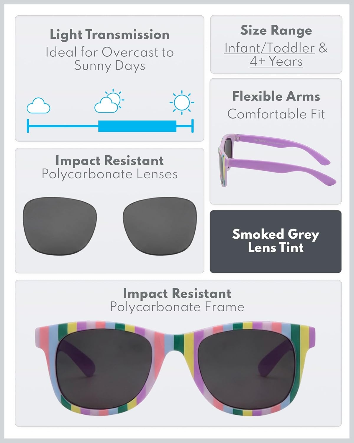 image:imageCarters Sunglasses for Infants Toddlers amp Kids with UV ProtectionStripes