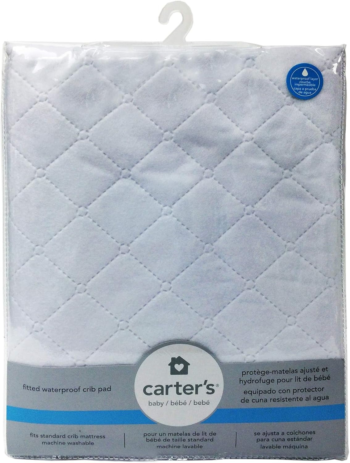 image:imageCarters Waterproof Fitted Quilted Crib and Toddler Protective Mattress Pad Cover WhiteWhite