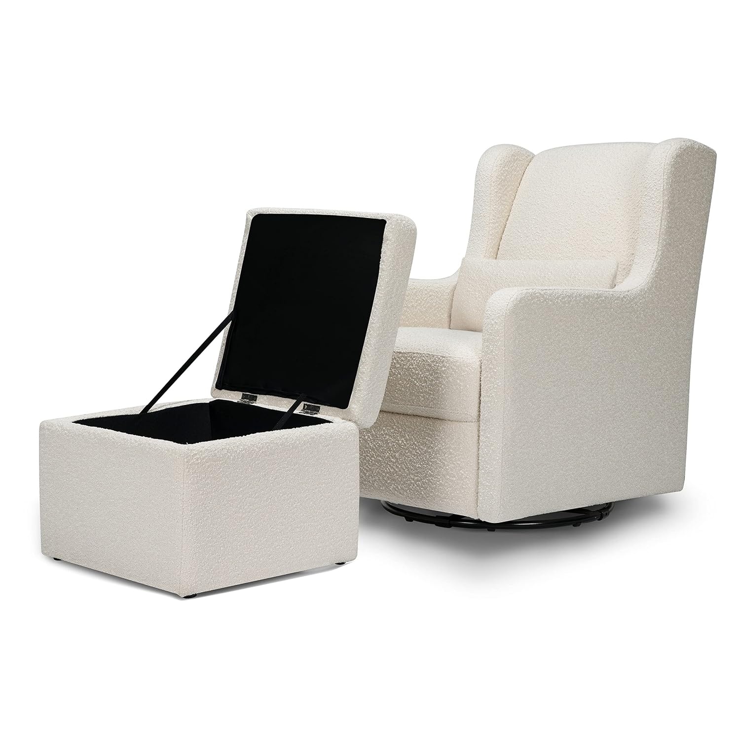 image:imageCarters by DaVinci Adrian Swivel Glider with Storage Ottoman in Ivory Boucle Greenguard Gold amp CertiPURUS CertifiedIvory Boucle