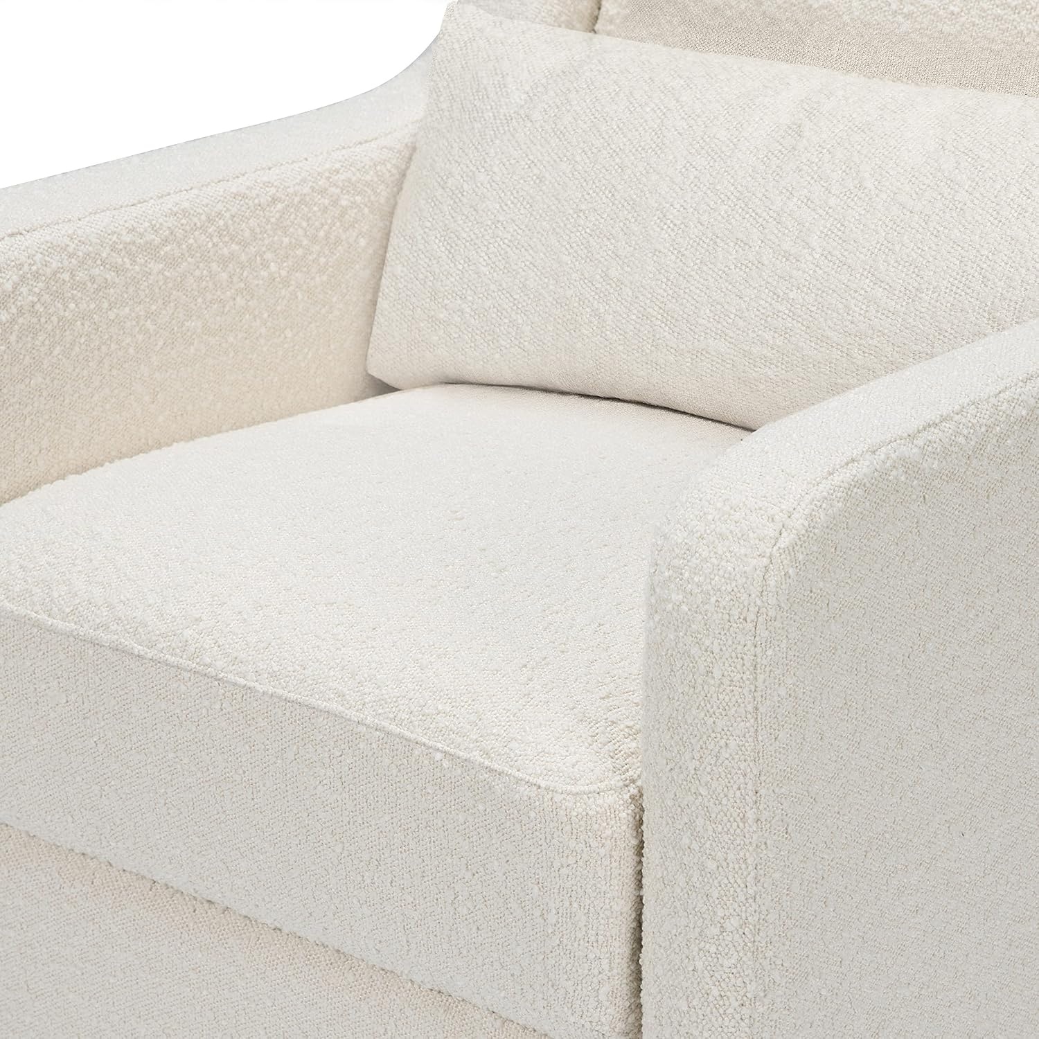 image:imageCarters by DaVinci Adrian Swivel Glider with Storage Ottoman in Ivory Boucle Greenguard Gold amp CertiPURUS CertifiedIvory Boucle