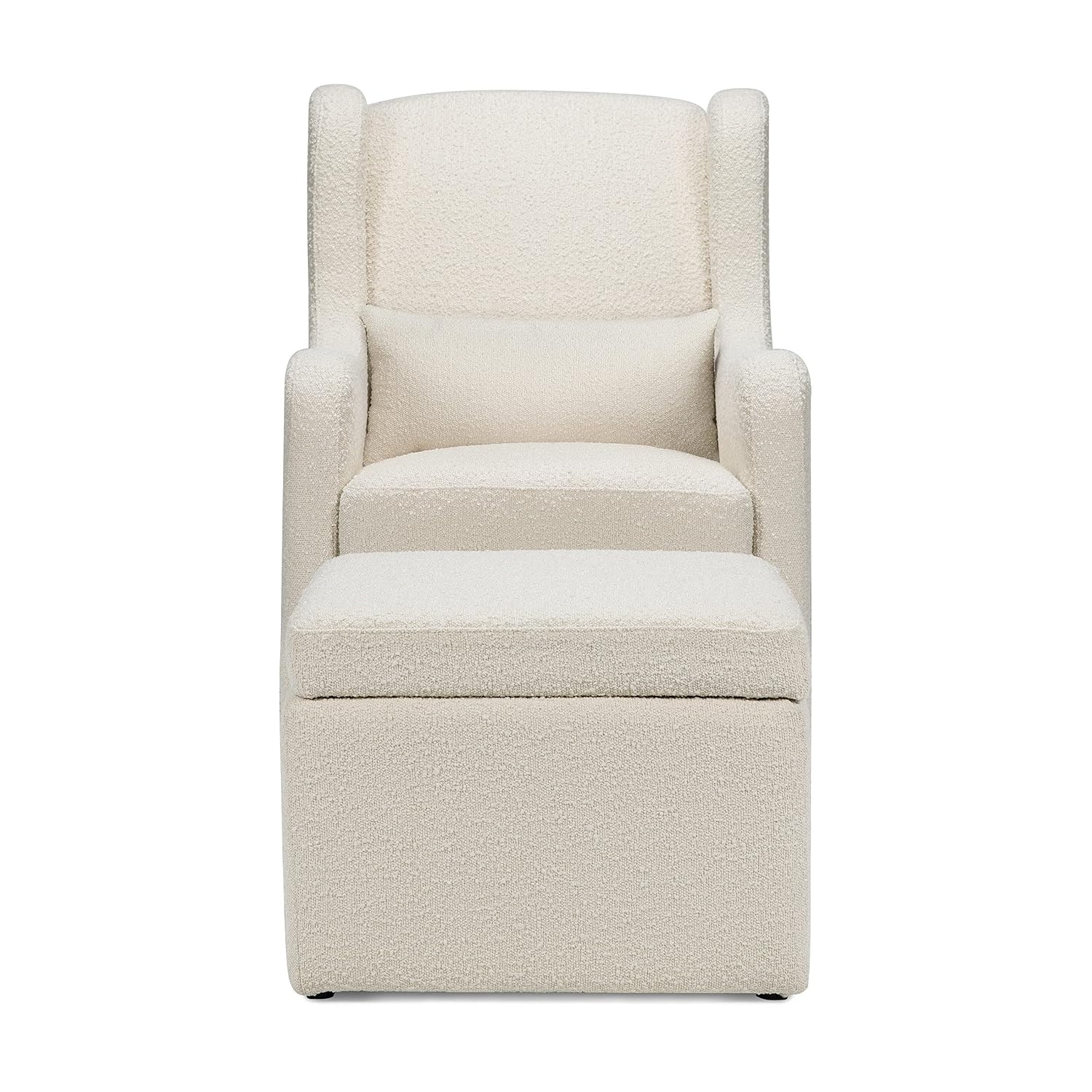 image:imageCarters by DaVinci Adrian Swivel Glider with Storage Ottoman in Ivory Boucle Greenguard Gold amp CertiPURUS CertifiedIvory Boucle