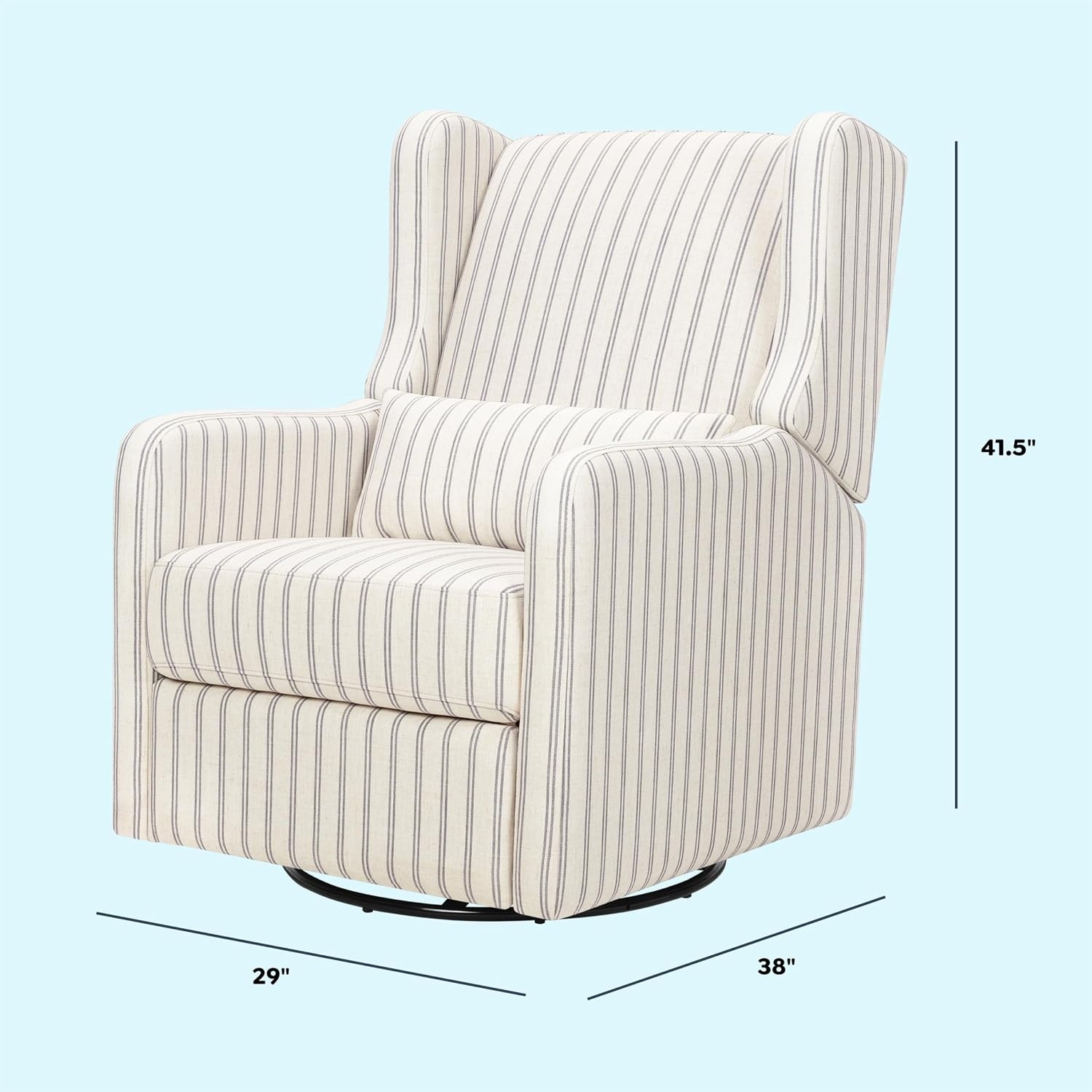 image:imageCarters by DaVinci Arlo Recliner Performance Charcoal LinenPerformance Charcoal Double Stripe Linen