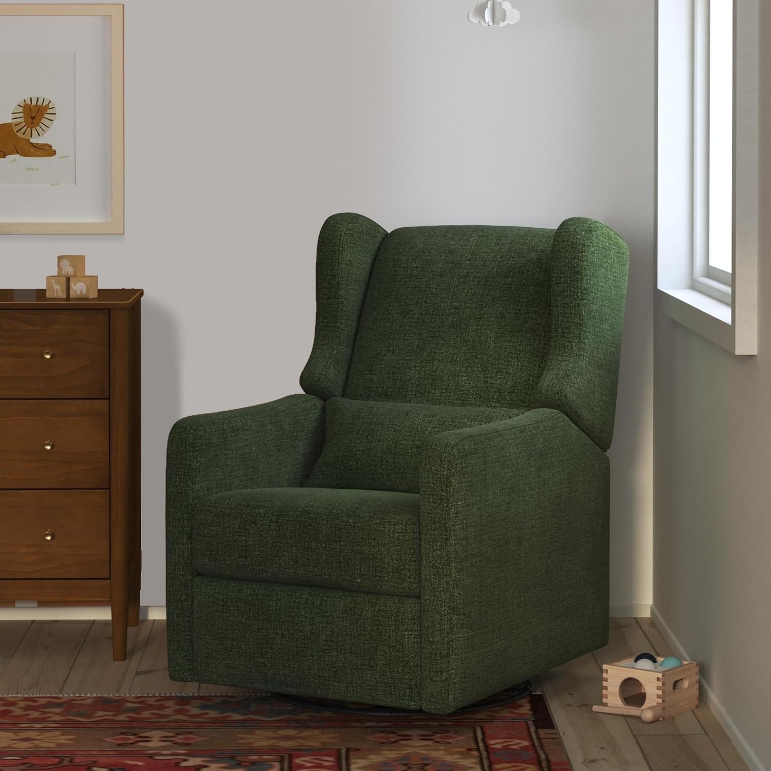 image:imageCarters by DaVinci Arlo Recliner Performance Charcoal LinenPerformance Forest Green Linen