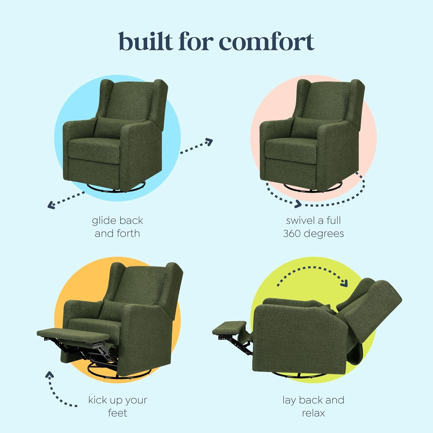 image:imageCarters by DaVinci Arlo Recliner Performance Charcoal LinenPerformance Forest Green Linen