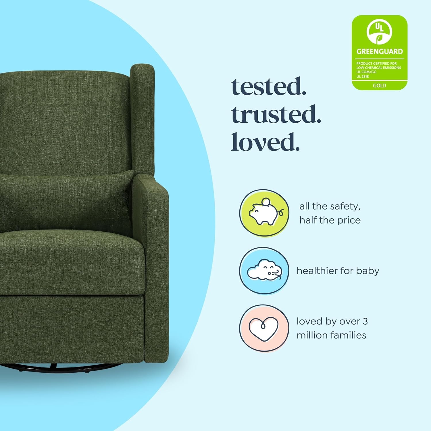 image:imageCarters by DaVinci Arlo Recliner Performance Charcoal LinenPerformance Forest Green Linen