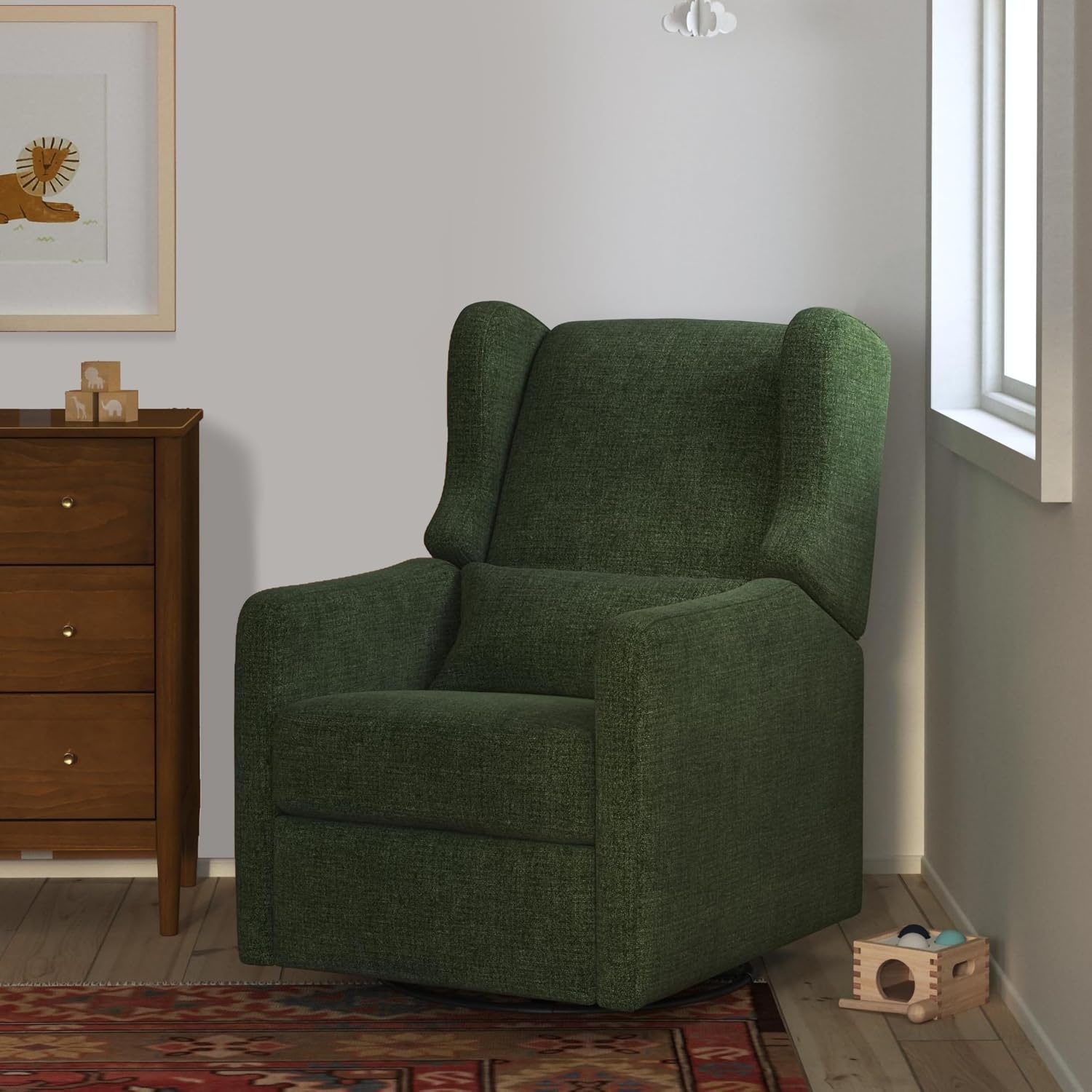 image:imageCarters by DaVinci Arlo Recliner Performance Charcoal LinenPerformance Forest Green Linen