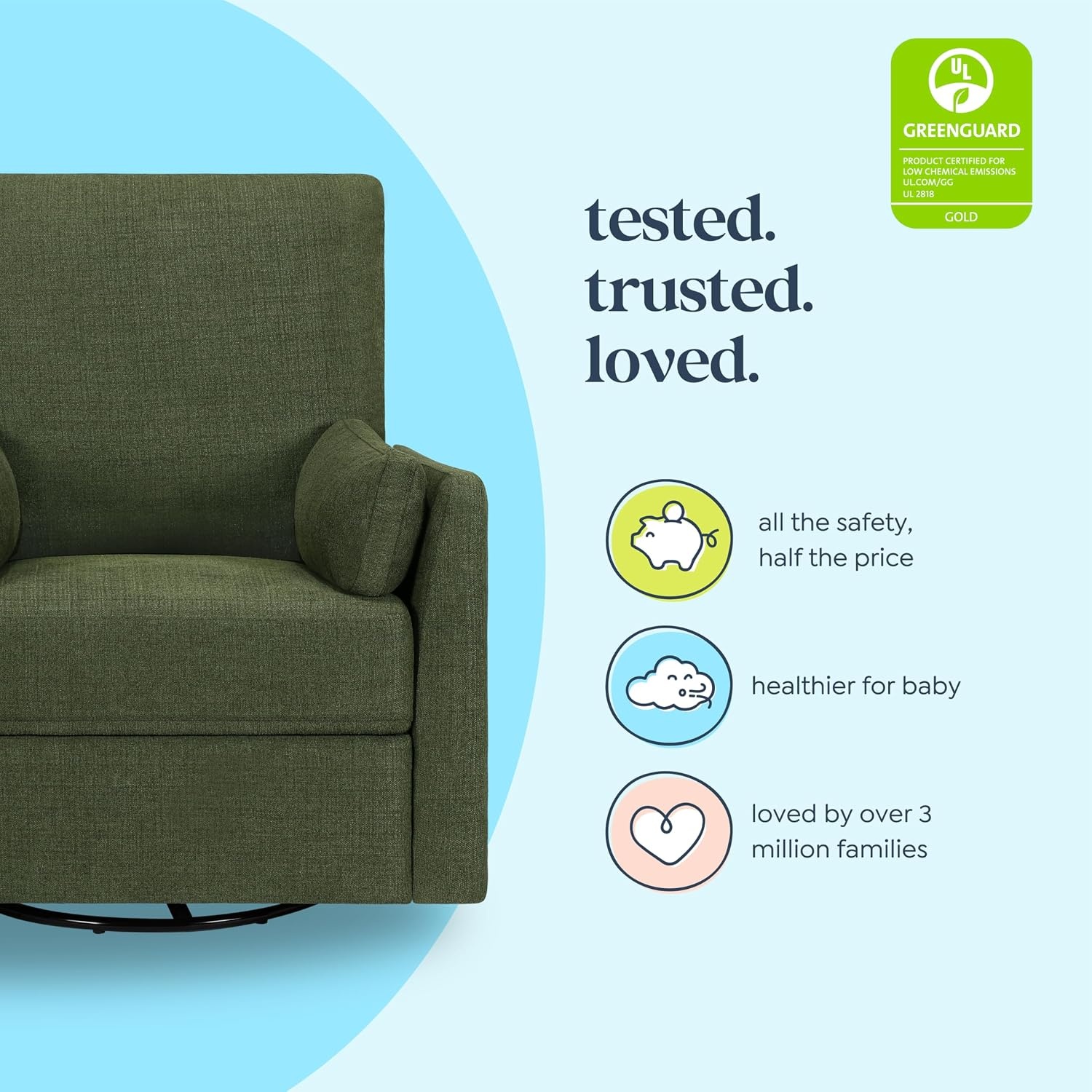 image:imageCarters by Davinci Ethan Swivel Recliner in Performance Forest Green Linen GREENGUARD Gold amp CertiPURUS CertifiedForest Green Linen