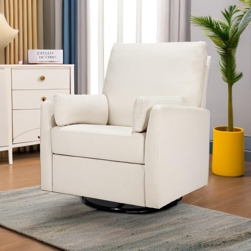 image:imageCarters by Davinci Ethan Swivel Recliner in Performance Forest Green Linen GREENGUARD Gold amp CertiPURUS CertifiedPerformance Cream
