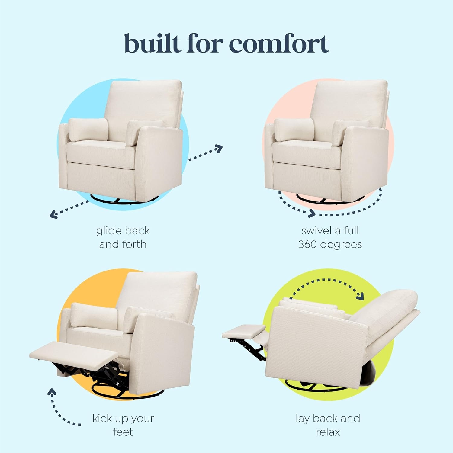 image:imageCarters by Davinci Ethan Swivel Recliner in Performance Forest Green Linen GREENGUARD Gold amp CertiPURUS CertifiedPerformance Cream