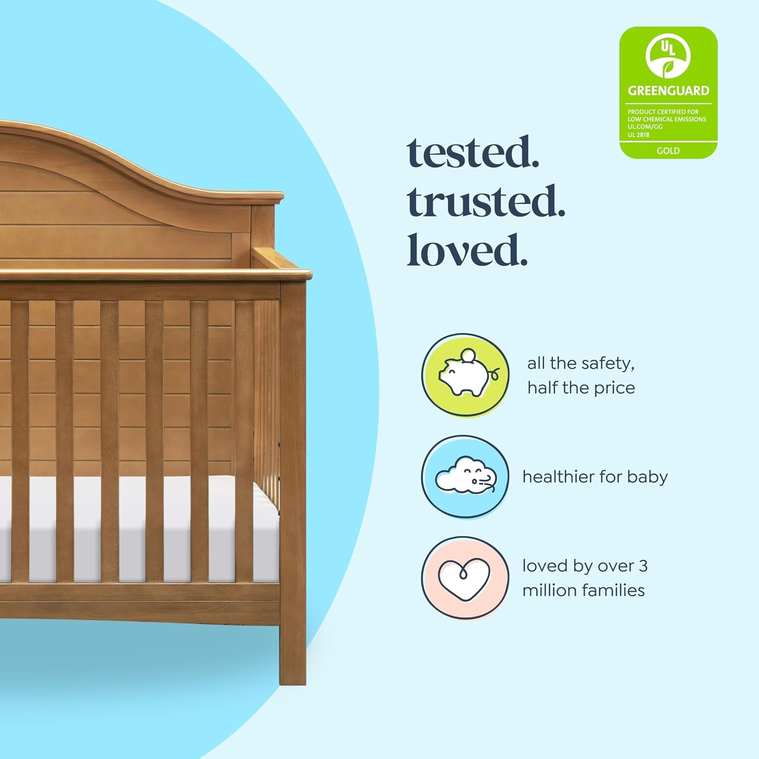 image:imageCarters by Davinci Nolan 4in1 Convertible Crib in Chestnut Greenguard Gold CertifiedChestnut