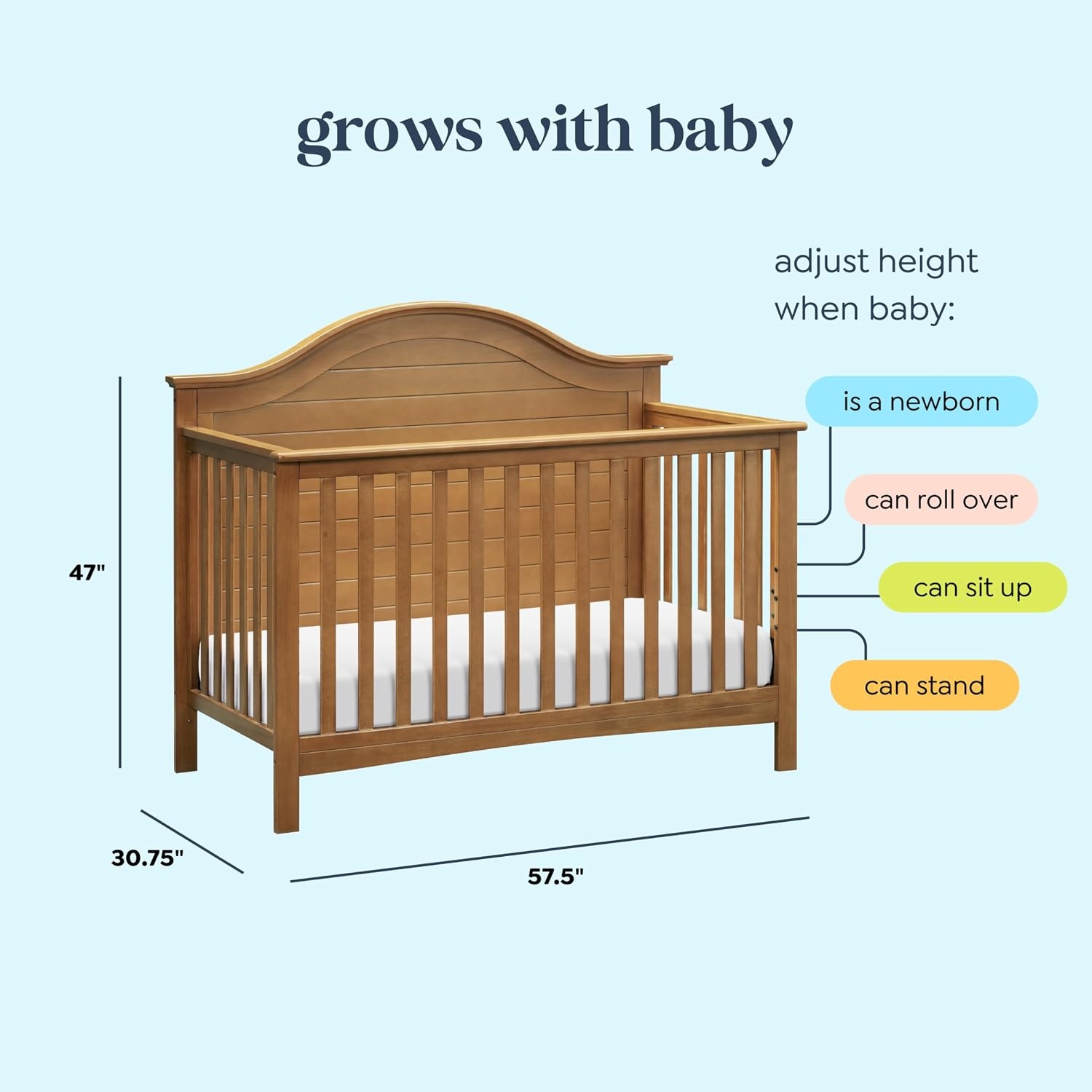 image:imageCarters by Davinci Nolan 4in1 Convertible Crib in Chestnut Greenguard Gold CertifiedChestnut